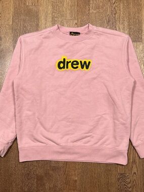 Drew House Justin Bieber Logo Heavyweight Pink Fleece Sweatshirt Mens XS